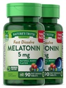 Nature's Truth Melatonin 5 mg | 180 Fast Dissolve Tablets (2 X 90 Twin Pack) | Natural Berry Flavor | Vegetarian, Non-GMO, Gluten Free Supplement