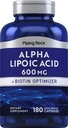Piping Rock Alpha Lipoic Acid 600mg | 180 Capsules | Plus Biotin Optimizer | ALA Supplement | Non-GMO, Gluten Free