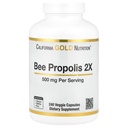 California Gold Nutrition Bee Propolis 2X Potency, Concentrated Extract 500 mg, Equivalente a 1000 mg de Propolis Natural, Support Immune Health & Vitality*, 240 Veggie Capsules