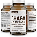 100% Real Wild Chaga Mushroom & Aged Black Garlic Powder Capsules — Antioxidant & Immune Support Supplement | Nordic Forest Chaga Mushrooms with Black Garlic | No Fillers | 1500mg Capsules | 90 ct