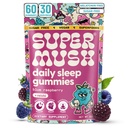 SuperMush Sleep Gummies for Adults - Mushroom Supplement with Magnesium Citrate, L-Theanine, Chaga, Reishi & Chamomile for Deep Sleep, REM & Detox - Vegan & Sugar-Free - 60 Gummies (30 Servings)