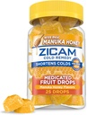 Zicam Cold Remedy Zinc Medicated Fruit Drops, Manuka Honey Flavor, Homeopática, Cold Shortening Medicine, Shortens Cold Duración, 25 Cuenta