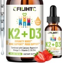Vitamin D3 K2 Drops for Kids - Omega 3, Vitamin E, Calcium, Magnesium & Zinc for Better Absorption - Liquid MK7 1000 IU D3 for Healthy Bones, Teeth & Heart Support - Non-GMO, 2 Fl Oz