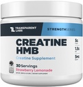 Laboratorios transparentes Creatina HMB - Polvo de Monohidratos de Creatina con HMB para el crecimiento muscular, aumento de fuerza, potencia de energía mejorada y mejor rendimiento atlético - 30 Servimientos, limonada de fresa
