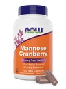 NOW Foods Mannose Cranberry, 120 Veg Capsules - with PAC - 450mg dMannose, 250mg Whole Cranberry - Bladder Cleanse and Urinary Tract Health* - Vegan Friendly Supplement, Non-GMO