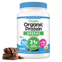 Orgain Orgain Orgánica Proteína Vegan Powder + Verdes, Creamy Chocolate Fudge - 21g Planta Basada Proteína, Gluten Gratis, Dairy & Lactose Gratis, Soy Gratis, No Sugar Añadido, Hierro &amp; Prebióticos para Gut Health - 1.94lb