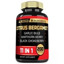 11in1 Citrus Bergamot Suplemento 1000mg con hoja de oliva, Hawthorn Berry, Guggul, Ajo y Más - Apoyo inmunidad, sistema circulatorio " Salud general - 200 cápsulas