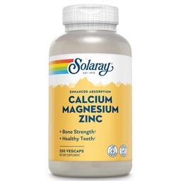SOLARAY Calcio Magnesio Zinc Suplemento - con Calcio 1000mg, Magnesio 500mg - Hueso Salud, Función Musculo, Salud del Corazón y Soporte Inmunitario - Vegan, 60 Días Garantía, 62 Servimientos, 250 VegCaps