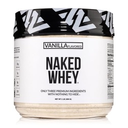 NAKED Vanilla Whey Protein 1Lb, Solo 3 Ingredientes, Todo Natural Grass Fed Whey Protein Powder + Vainilla + Coconut Sugar- GMO-Free, Soy Gratis, Gluten Free. Aid Muscle Growth, 12 Servings