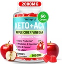 Apple Cider Vinegar Gummies, Fast Ripped Keto ACV Gummies, Max Strength 2000mg, Formulated with Green Tea, B6 & B12, Probiotics, ACV for Metabolism, Digestion, Detox & Cleanse, 60 Counts