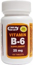 Vitamina B-6 25 mg, 100 tabletas, Watson Rugby - Comprar paquetes y guardar (Pack of 3)