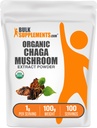 BulkSupplements.com Orgánica Chaga Mushroom Extract Powder - Orgánica Chaga Powder, Mushroom Supplement - Gluten Free, 1g por Serving, 100g (3.5 oz) (Pack of 1)