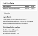 Selenium 200 μg (Selenomethionine) - 120 cápsulas - 4 meses de suministro - Suplemento de dieta para apoyar el sistema tiroideo e inmunológico - por MZ