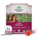 ORGANIC INDIA Tulsi Hibiscus Tea Bags - Holy Basil Herbal Tea, Stress Relieving, Calming, Immune Support, USDA Organic, Caffeine Free -18 Bags, 3 Pack