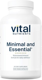 Nutrientes vitales Minimal y Esencial Multivitamínico Silencio Vegetariano Uno por día Multi Vitamina, Mineral, & Antioxidante Suplemento* Silencio Iron-Free TEN Gluten, Dairy, Soy Gratis Silencio No-OMG Silencioso