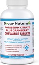 Potassium Citrate Plus Cranberry with Magnesium Supplement for Dogs (60 Tablets) - Urinary Tract Support - Helps Deter Formation of Calcium Oxalate Stones-Deters Bladder & Kidney Stones(Made in U.S.A)