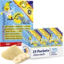 Diseños Nutricionales, Prebiótico Nana Flakes con Inulina, 100% Pura Banana Flakes, Alta Proteína y Fibra Prebiótica, Bienestar Digestivo, para Adultos &amp; Niños 4+ (25 Paquetes de Single-Serve)