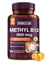 Vitamin B12 Sublingual, Methylcobalamin 5000mcg for Energy Production, Energy, Nerve & Cell Support, Natural Peach Flavor, Vegan, Zero Sugar, 90 Fast Dissolve Tablets