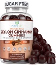 Ceilán sin azúcar Gummies de canela (2.000mg/Serving) Suplemento de canela de Ceylán para la salud del cerebro, Vegan, Gluten-Free, Reemplazar Cápsulas de canela de Ceylán, Píldoras, Polvo, Extracto (60 Chews)