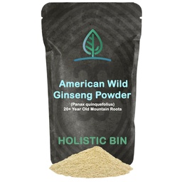 Holistic Bin Wild American Ginseng Powder Suplemento de Ginseng orgánico puro Hecho con Wild Harvested 20+ Año de las raíces antiguas de Appalachia (Panax Quinquefolius) ← No Fillers o Additives (25 Grams)