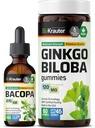 BIO KRAUTER Bacopa Tincture 2 Fl. Oz. " Ginkgo Biloba 90 Gummies