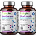 biophix B-3 Nicotinamide 500 mg 180 Caps 2 Pack - Nicotinic Amide Niacin Natural Flush-Free Vitamin Formula - Supports Skin Cell Health