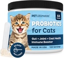 Pet Ultimates Probiotics for Cats – 20-Species Cat Probiotic Powder to Treat Diarrhea, Vomiting, Digestive Support & Cat Antibiotics Recovery – Cat Health Supplies (44 gr)