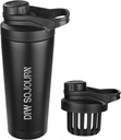 DIW 24 oz Shaker Bottle,Botella de acero inoxidable con diseño libre de ruido, Copa de metal aislado para mezclas de proteínas y ejercicios previos,Gym Bottle Shaker(Negro)