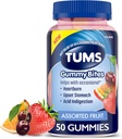 TUMS Gummy Bites Dietary Supplement for Occasional Heartburn Relief, Upset Stomach and Acid Indigestion, Assorted Fruit Flavors - 50 Count