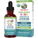 MaryRuth Organics Kids Brain Supplements for Memory and Focus, USDA Organic Drops with Ginkgo Biloba, Rhodiola Root & Licorice Root, Focus &amp; Atención, Calm, Vegan, Non-GMO, Gluten Free, 30 Servings