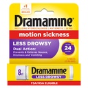 Dramamine Motion Sickness Less Drowsy, Travel Vial, Multicolor, 8 Count
