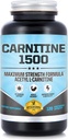 Carnitina 1500 - Acetyl L-Carnitine 1500mg Suplemento de Carnitina de Fuerza Máxima - Apoyos Gestión de la Energía, la memoria, el foco y la pérdida de peso - 120 cápsulas vegetarianas