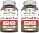 Impresionantes fórmulas Red Yeast Rice 1200mg Por Serving Capsules Suplemento ← Non-GMO Silencio Gluten Free ← Made in USA (120 Conde Silencio 2 Pack)