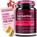 Beberine Suplemento 1250mg Potent Botanical Capsules for Weight Management with Bitter Melon and Banaba Leaf - HCl from Barberry Extract- 30 Servings