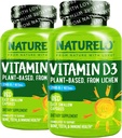 NATURELO Vitamin D - 2500 IU - Plant Based from Lichen - Natural D3 Supplement for Immune System, Bone Support, Joint Health - Vegan - Non-GMO - Gluten Free - 180 Capsules (Pack of 2)