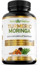 Turmeric Moringa - Organic Turmeric Curcumin Supplements and Organic Moringa Powder - 120 Veggie Capsules Supplement for Women and Men