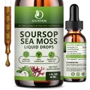 (2 Pack) Orgánica Soursop Graviola con gotas líquidas Moss Mar, Soursop Bitters Líquido rico en multivitamina para el antioxidante natural, Immune Boost, Cell Support & regeneración, Pineapple Flavor