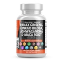 Nutraceuticals limpios Panax Ginseng Ginkgo Biloba Ashwagandha Maca Root - Foca suplemento píldoras para mujeres y hombres con Pine Bark Extract, Ajo y Saw Palmetto - 60 caps