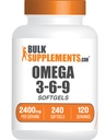 BulkSupplements.com Omega 3-6-9 Softgels - Triple Omega Supplement, from Flaxseed, Evening Primrose & Fish Oil- 2 Softgels per Serving, 240 Count (Pack of 1)