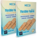 Flexible Fabric Adhesive Bandages for Comfortable Flexible Large Protection & Wound Care of Minor Cuts, Scrapes, & Wounds, Assorted Sizes (2-1/4"x5/8", 3" x3/4", 3"x1") - Twin Pack 100 CT Box