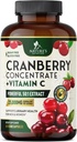 Cranberry Supplement Pills 25,000mg - High Potency Vitamin C Cranberry for Women & Men, Urinary Tract Health Support, Sugar Free, Gluten Free, Non-GMO, Cranberry Concentrate Extract - 60 Capsules