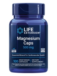 Extensión de la vida Caps de magnesio, 500 mg, óxido de magnesio, citrato y sucinto, salud cardíaca, huesos saludables, apoyo metabolismo, 100 cápsulas vegetarianas