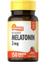 Sundance Melatonin Fast Dissolve TENIDO 3mg TEN 150 Fast Dissolve Tablets TEN Natural Berry Flavor ANTE Vegetarian, Non-GMO, y Gluten Free Supplement