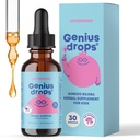 JoySpring Genius Drops for Kids ← Clínicamente Provenido Suplemento de enfoque Silencioso líquido Herbal Focus Suplemento con Ginkgo Biloba para niños (1 fl oz) 30 Servimientos