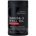 Sports Research Krill Oil Supplement with EPA & DHA Omega 3, Phospholipids & Astaxanthin from Antarctic Krill - Highest Concentration of Krill Oil for Men &amp; Women - 500mg, 120 Softgel Capsules
