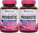 Probiotics for Women, 120 Billion CFU 34 Strains, Prebiotics, Digestive Enzymes, Cranberry, 4-in-1 Feminine Probiotic, Digestive, Vaginal, Immune Support, 60ct (Pack of 2)