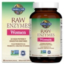 Garden of Life 22 Powerful Raw Enzymes for Women with Papain, Bromelain, Lactase plus Probiotics and Vitamins B12, Biotin and Zinc, Dietary Supplement with Digestive Enzymes, Vegetarian, 90 Capsules