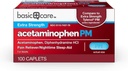 Cuidado básico Acetaminofeno PM, Dolor Reliever Plus Nighttime Sleep Aid Caplet, 100 Cuenta