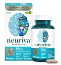 Suplemento cerebral NEURIVA Plus para memoria, concentración + función cognitiva con fosfatilserina y neurofactor, vitaminas B6 &amp; B12, 30 cápsulas de cuenta