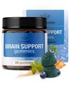 HERBAMAMA Brain Support Gummies – Suplementos de enfoque cerebral para adultos con Ashwagandha, Bacopa Monnieri, Vitamina C &amp; B12 – Gummies Vegan, No GMO Calming – 60 Pectin-Based Blueberry-Flavored Chews
